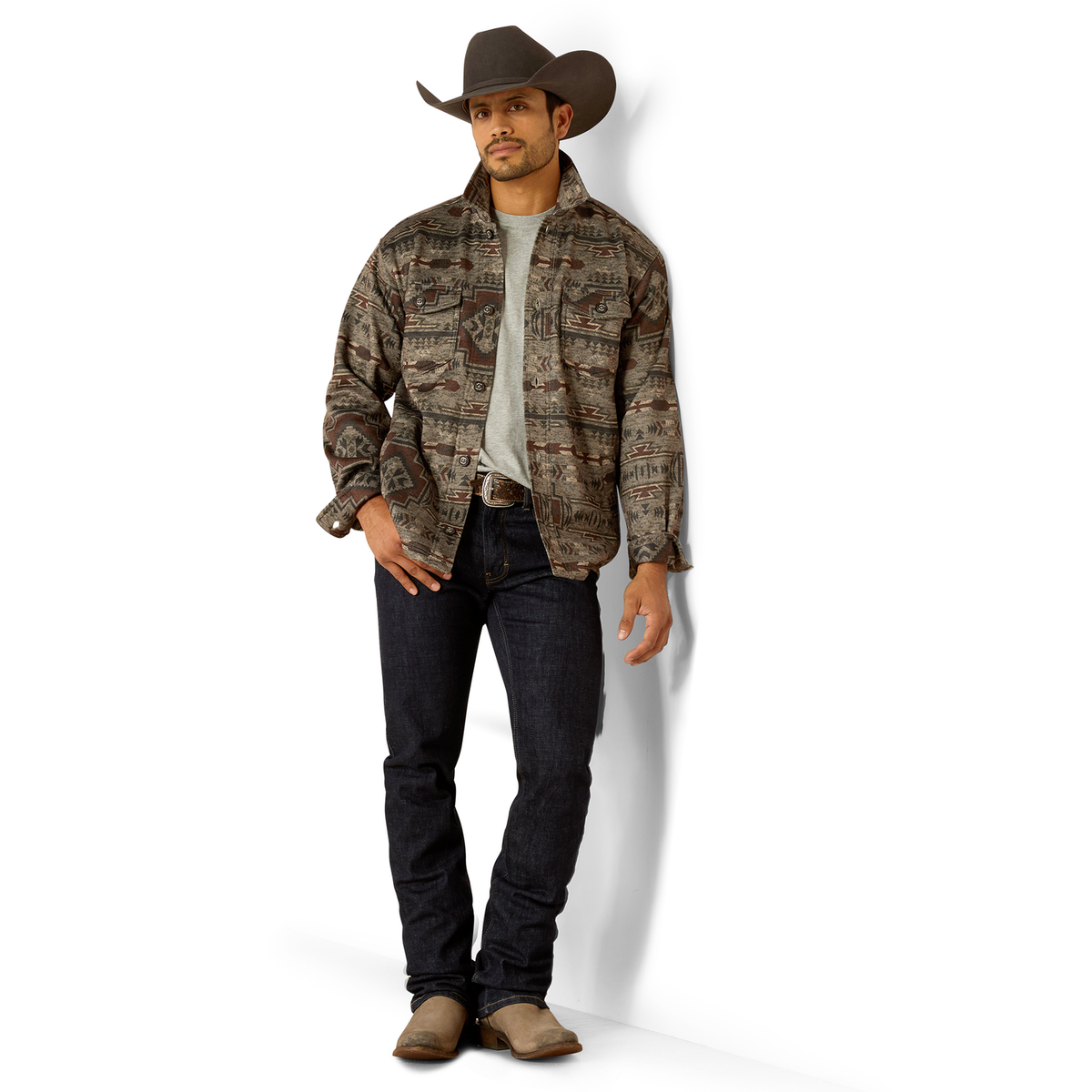 Ariat Men’s Caldwell Printed Shirt Jacket - Brindle