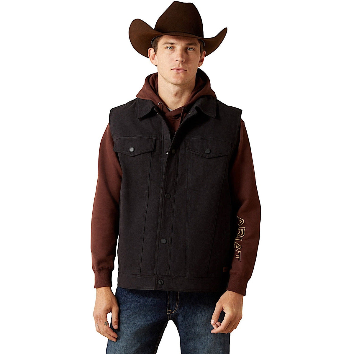 Ariat Mens Canvas Rancher Vest - Black