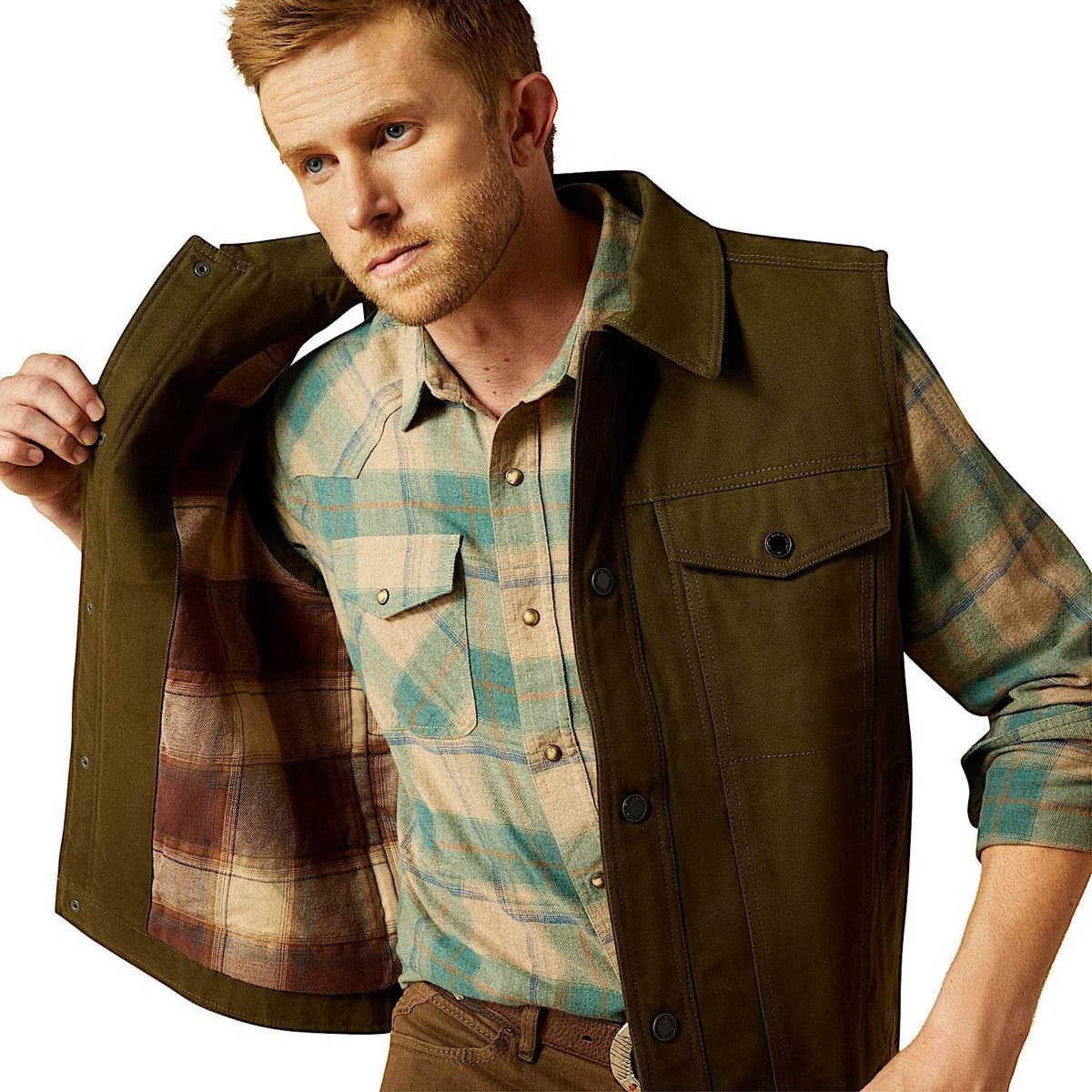 Ariat Mens Canvas Rancher Vest - Desert Sand Khaki