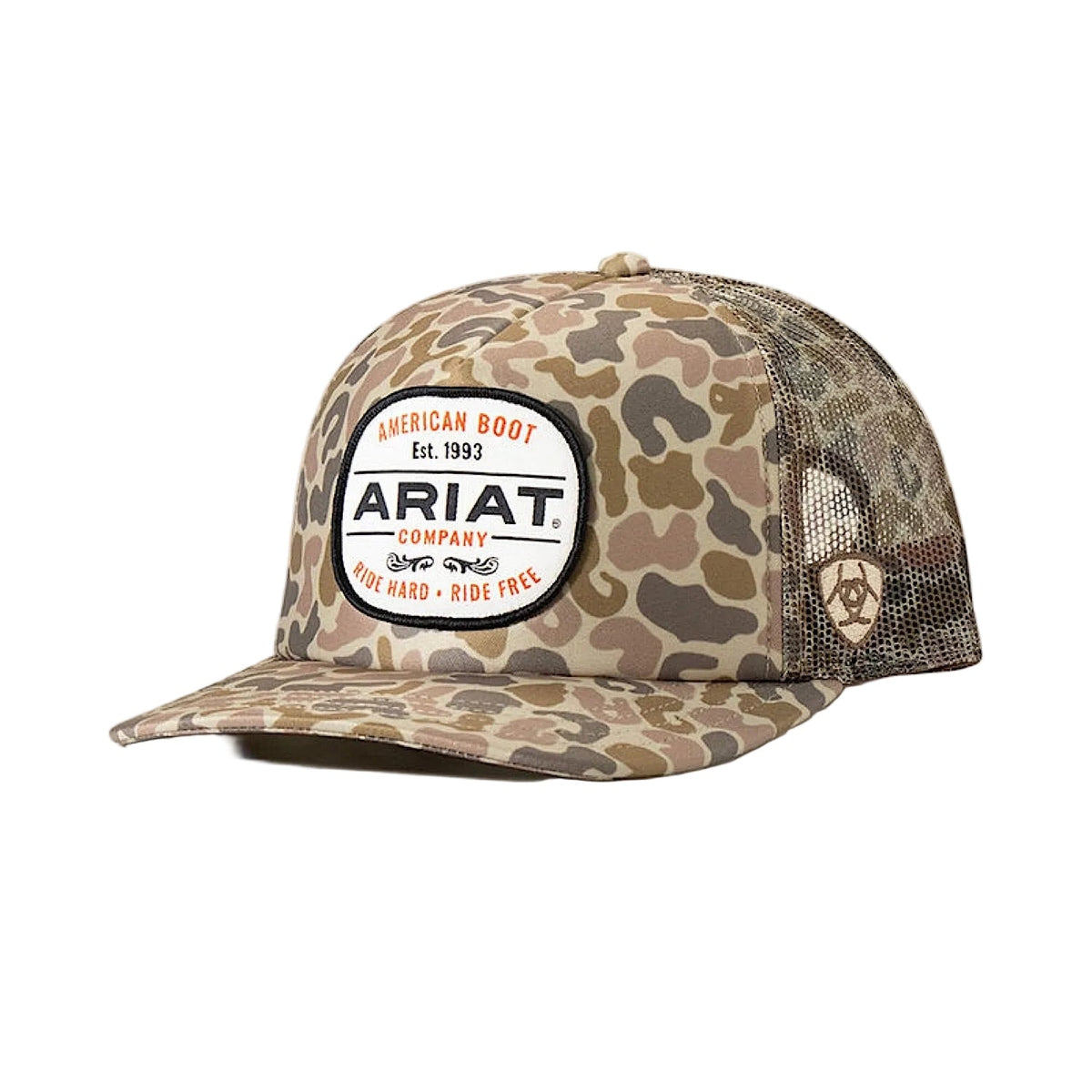 Ariat Mens Cap Duck Camo Patch Mesh Snap Back - Cream / Beige