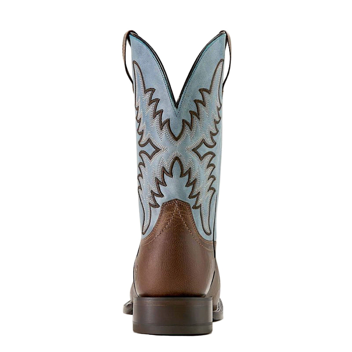 The Ariat Mens Cattle Creek Wide Square Toe Cowboy Boot - Weathered Brown / Baltic Blue
