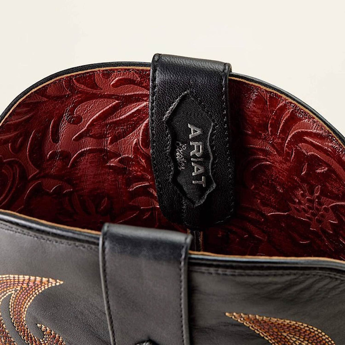 Ariat Men’s Classic Cash Wide Square Toe Western Boot - Black Full Quill Ostrich / Midnight