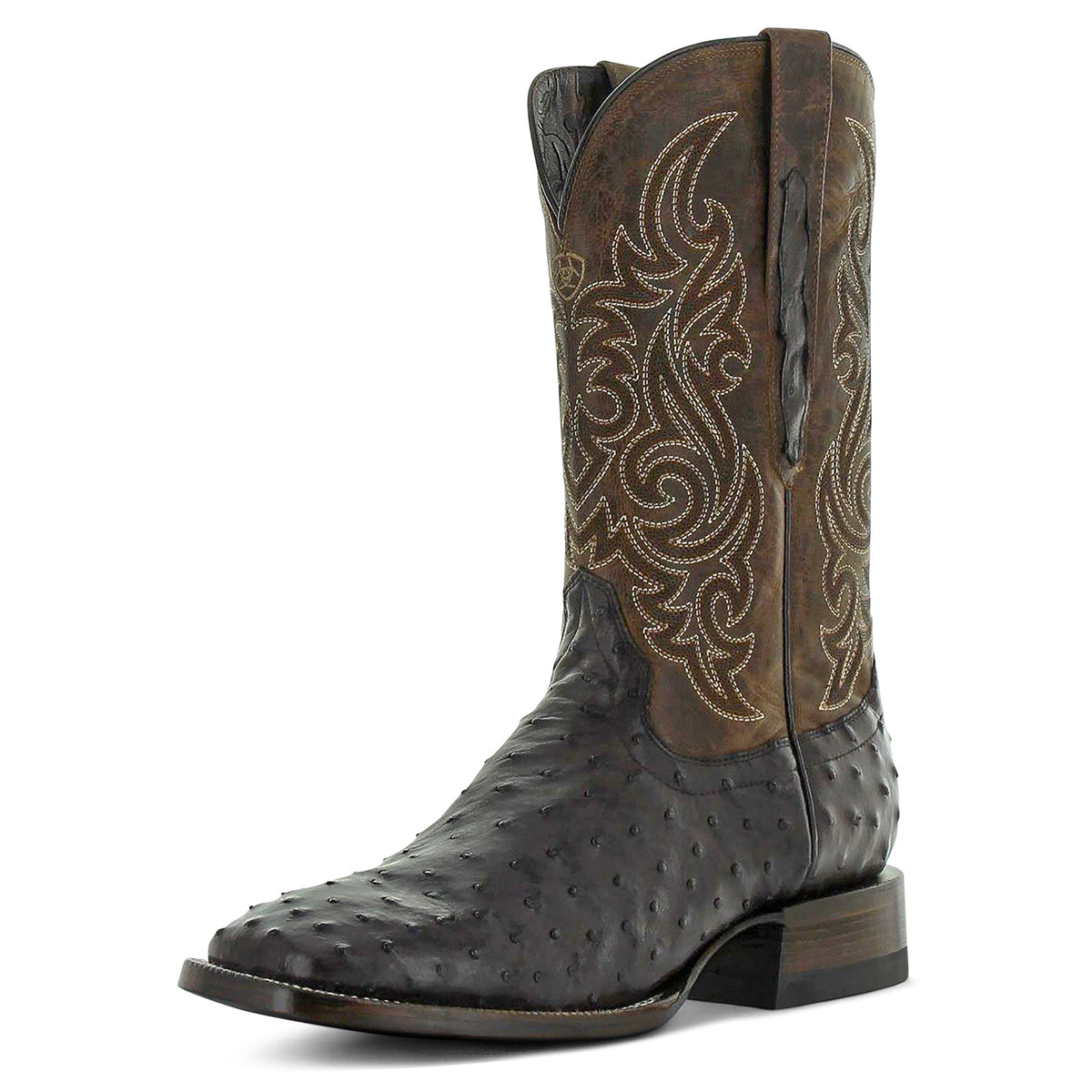 Ariat Mens Classic Cash Wide Square Toe Western Boot - Cigar Full Quill Ostrich / Loco