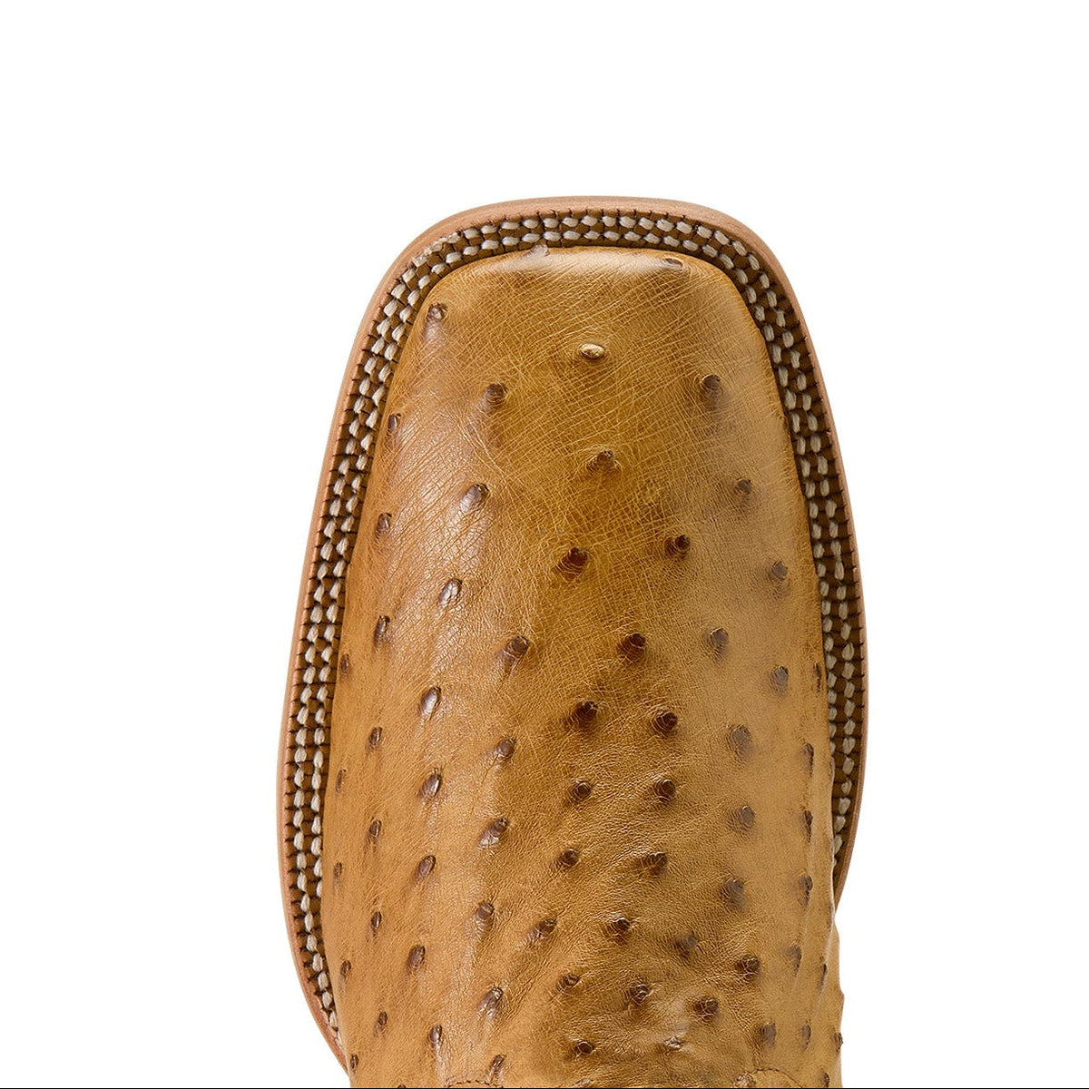 Ariat Men’s Classic Cash Wide Square Toe Western Boot - Tan Full Quill Ostrich / Hickory