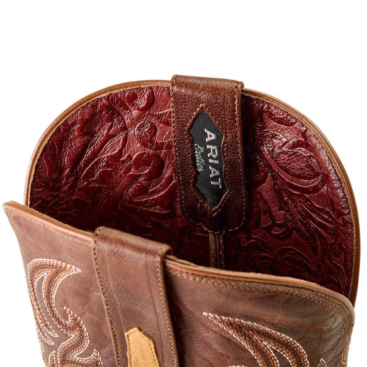 Ariat Men’s Classic Cash Wide Square Toe Western Boot - Tan Full Quill Ostrich / Hickory