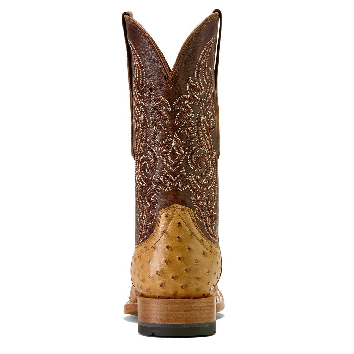Ariat Men’s Classic Cash Wide Square Toe Western Boot - Tan Full Quill Ostrich / Hickory