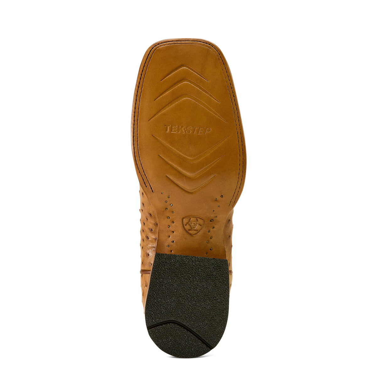 Ariat Men’s Classic Cash Wide Square Toe Western Boot - Tan Full Quill Ostrich / Hickory