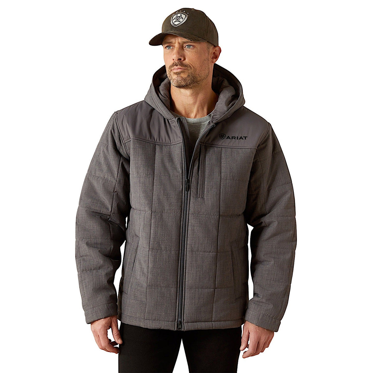 Ariat Mens Crius Hooded Insulated Jacket - Grey Heather