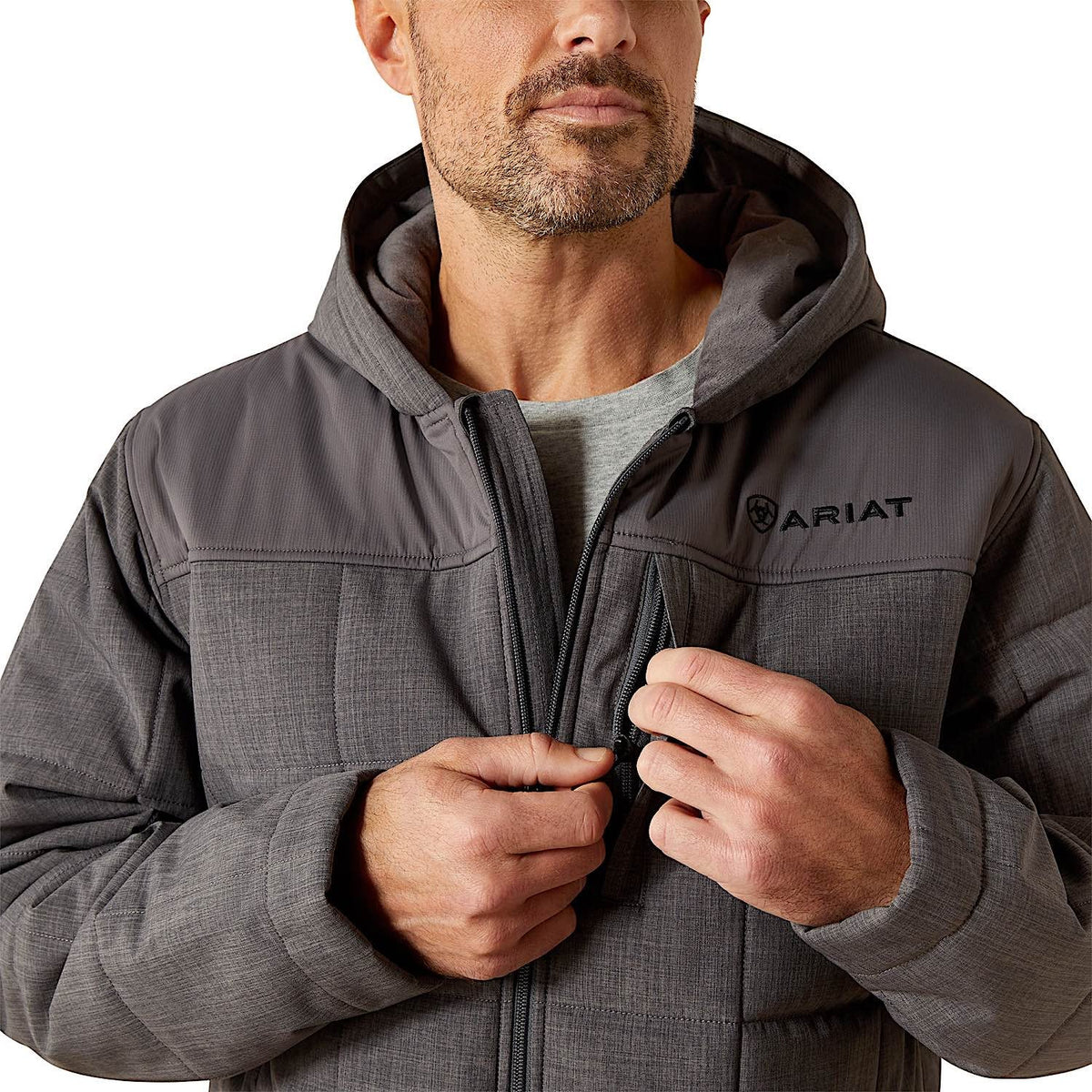 Ariat Mens Crius Hooded Insulated Jacket - Grey Heather