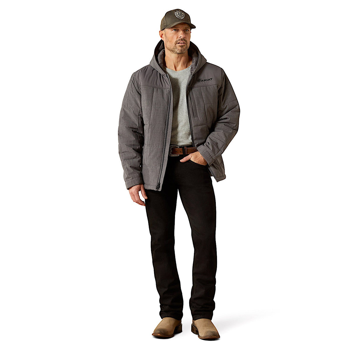 Ariat Mens Crius Hooded Insulated Jacket - Grey Heather