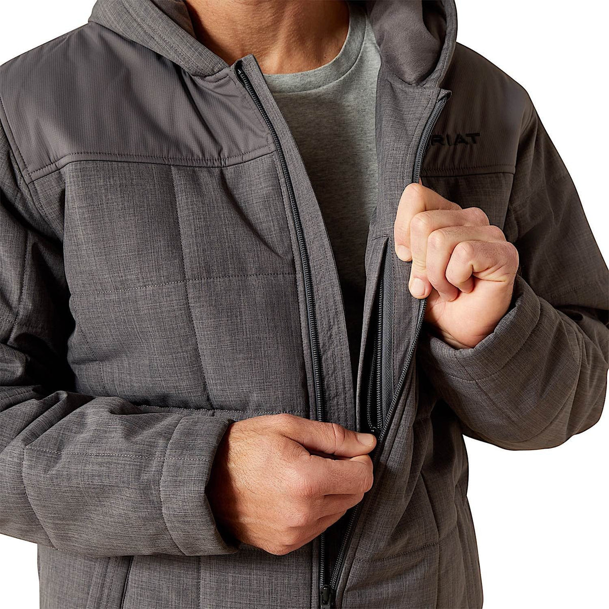 Ariat Mens Crius Hooded Insulated Jacket - Grey Heather