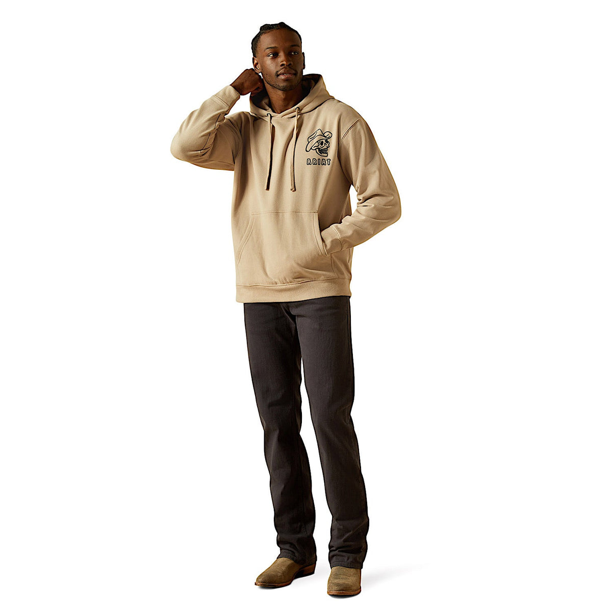 Ariat Mens Drinking Buddies Hoodie - Beige