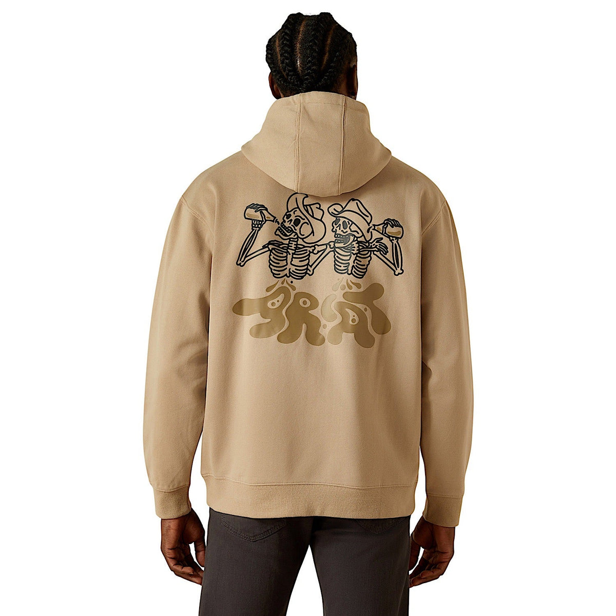 Ariat Mens Drinking Buddies Hoodie - Beige