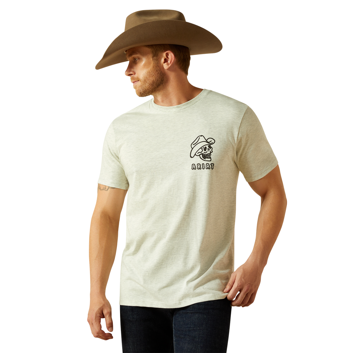Ariat Mens Drinking Buddies Tee - Oatmeal Heather