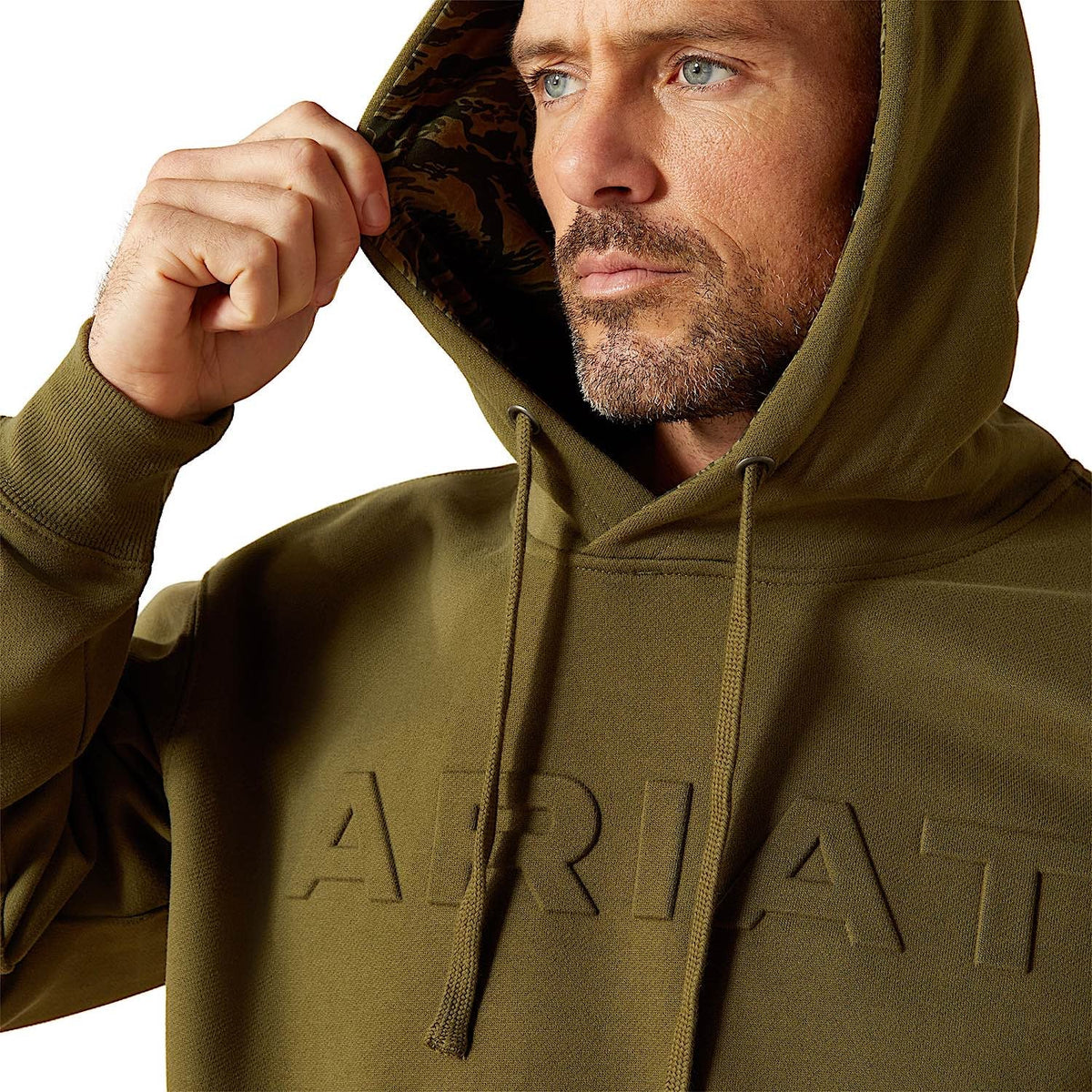 Ariat Mens Embossed Logo Hoodie - Winter Moss