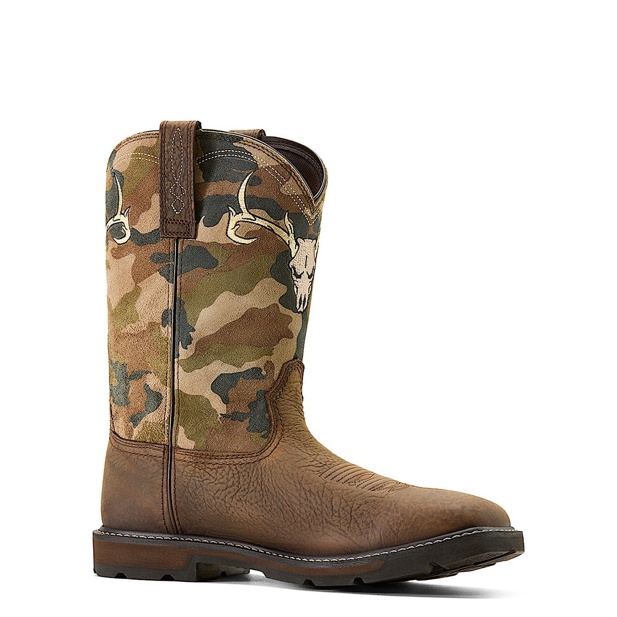 Ariat Men’s Groundbreaker Antler Waterproof Wide Square Toe Work Boot - Bruin Brown/Camo