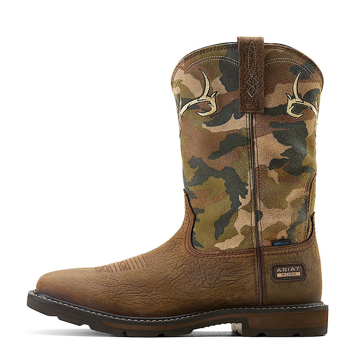 Ariat Men’s Groundbreaker Antler Waterproof Wide Square Toe Work Boot - Bruin Brown/Camo