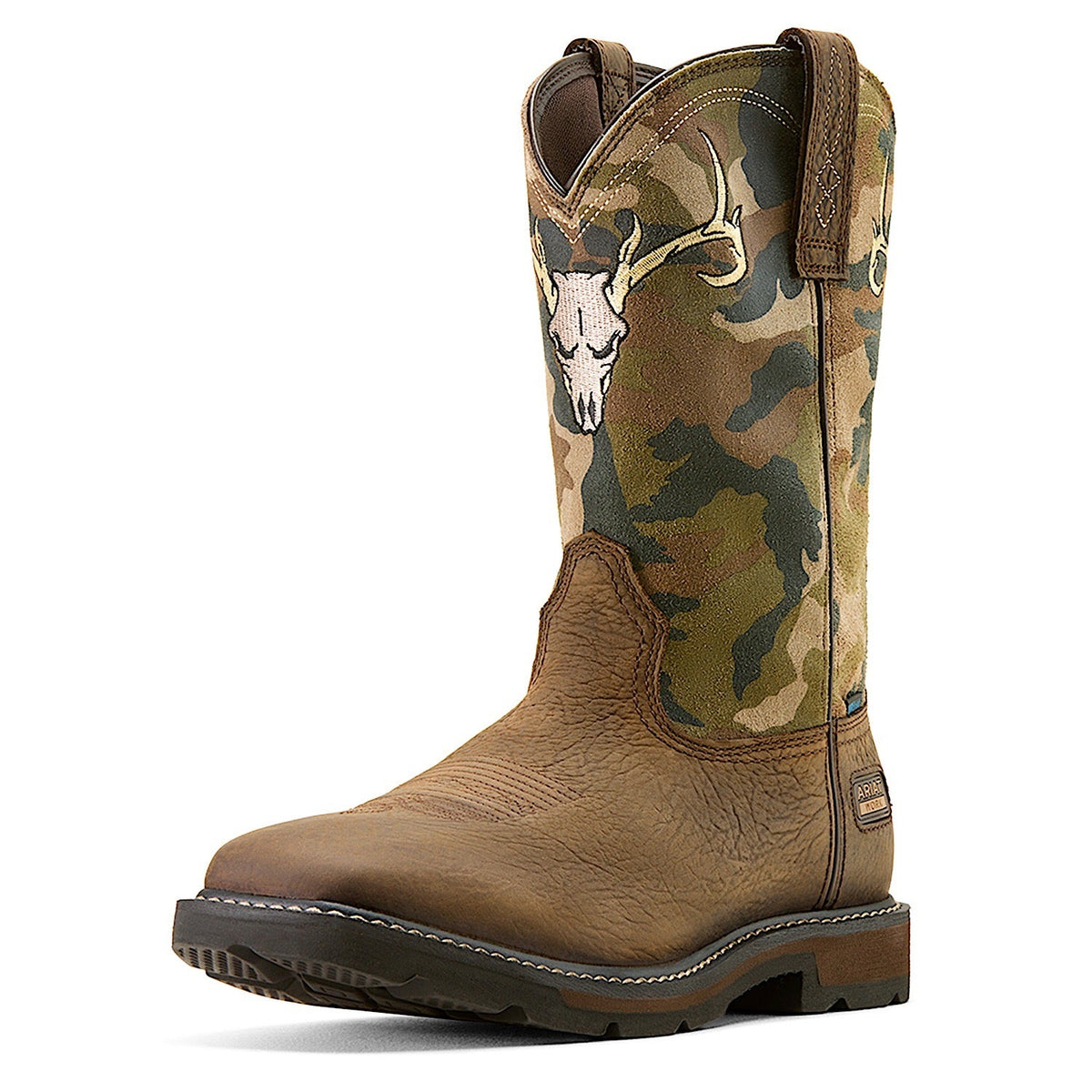 Ariat Men’s Groundbreaker Antler Waterproof Wide Square Toe Work Boot - Bruin Brown/Camo