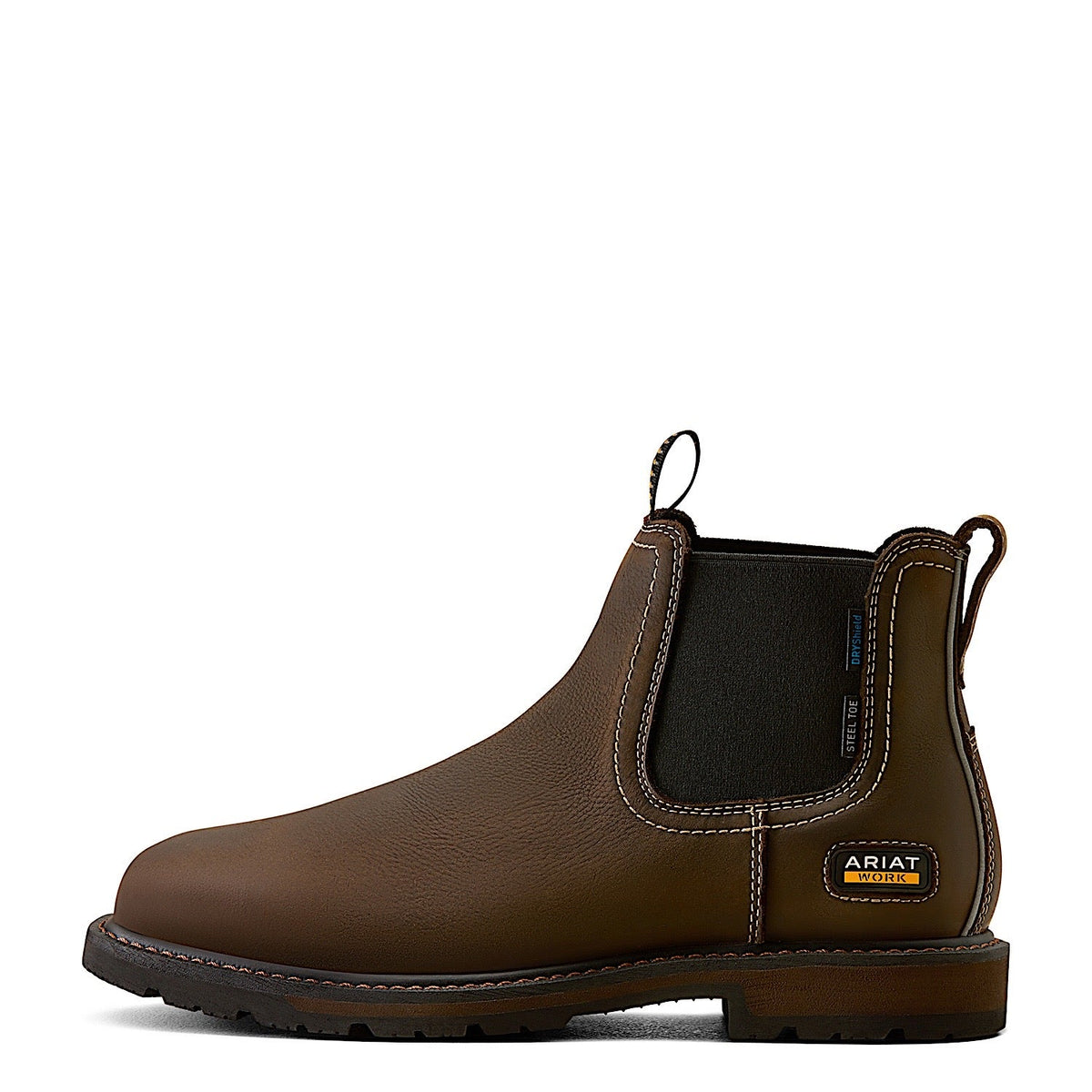 Ariat Men’s Groundbreaker Chelsea H20 Wide Square Steel Toe Work Boot - Dark Brown