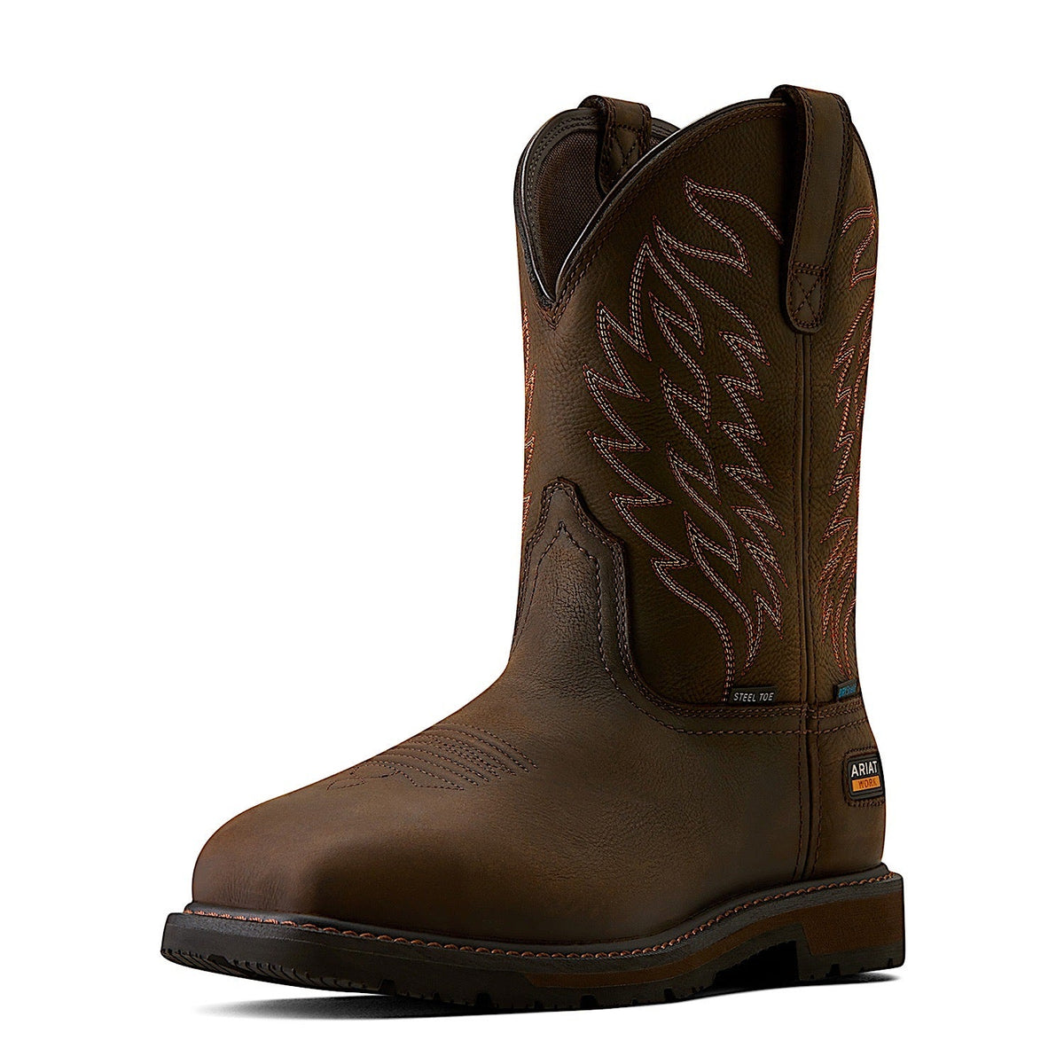 Ariat Men’s Groundbreaker Waterproof Wide Square Steel Toe Work Boot - Dark Brown