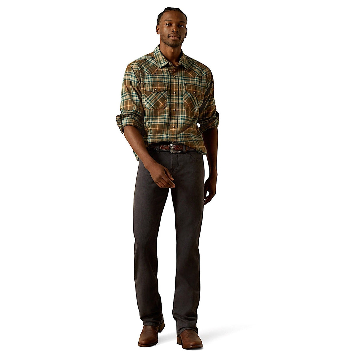 Ariat Men’s Henry Retro Fit Snap Shirt - Dark Green