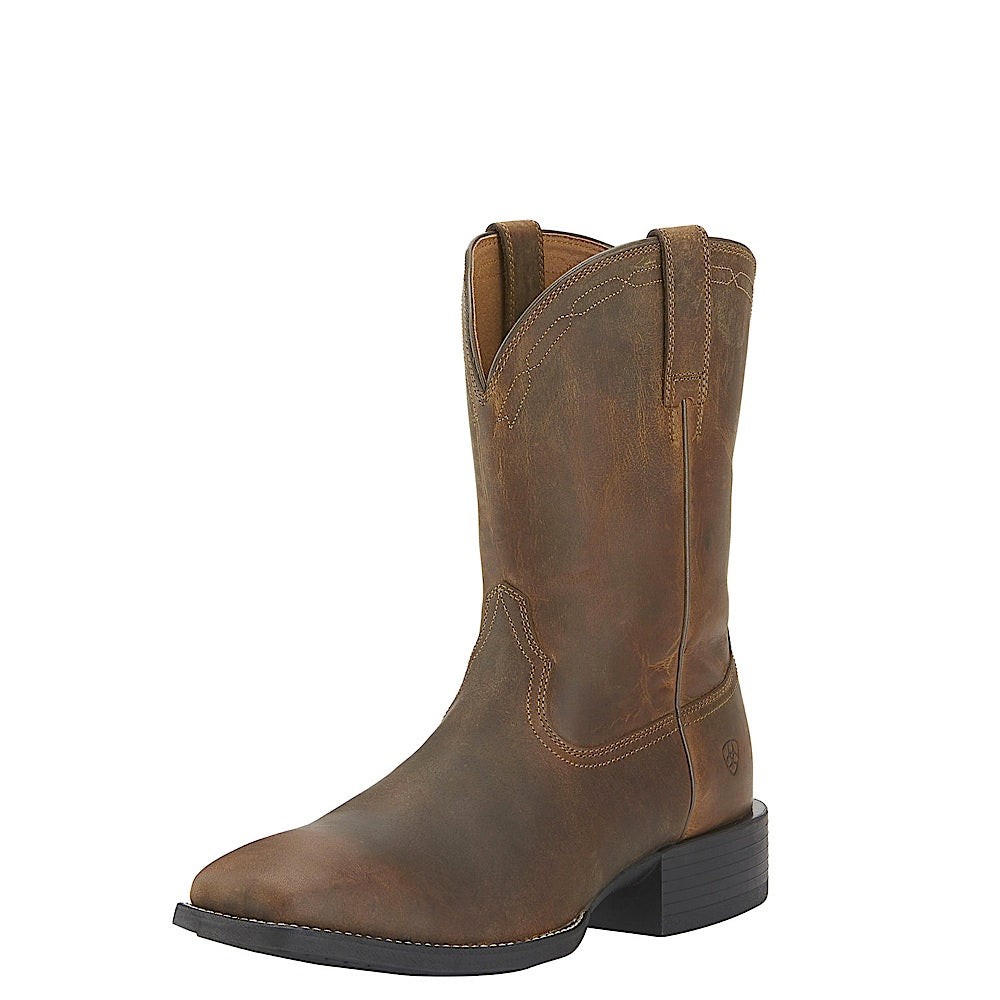 Ariat Men’s Heritage Roper Wide Square Toe - Powder Brown - US Size 7.0 / EE - WIDE - Ariat Mens Western Boots