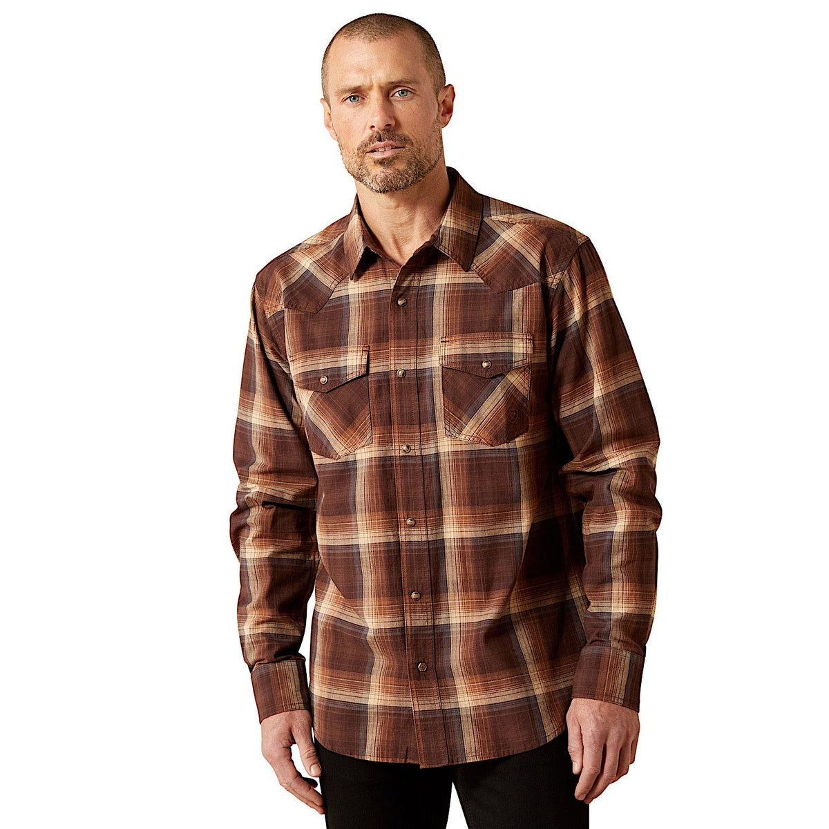 Ariat Men’s Hodges Retro Fit Snap Shirt - Brown