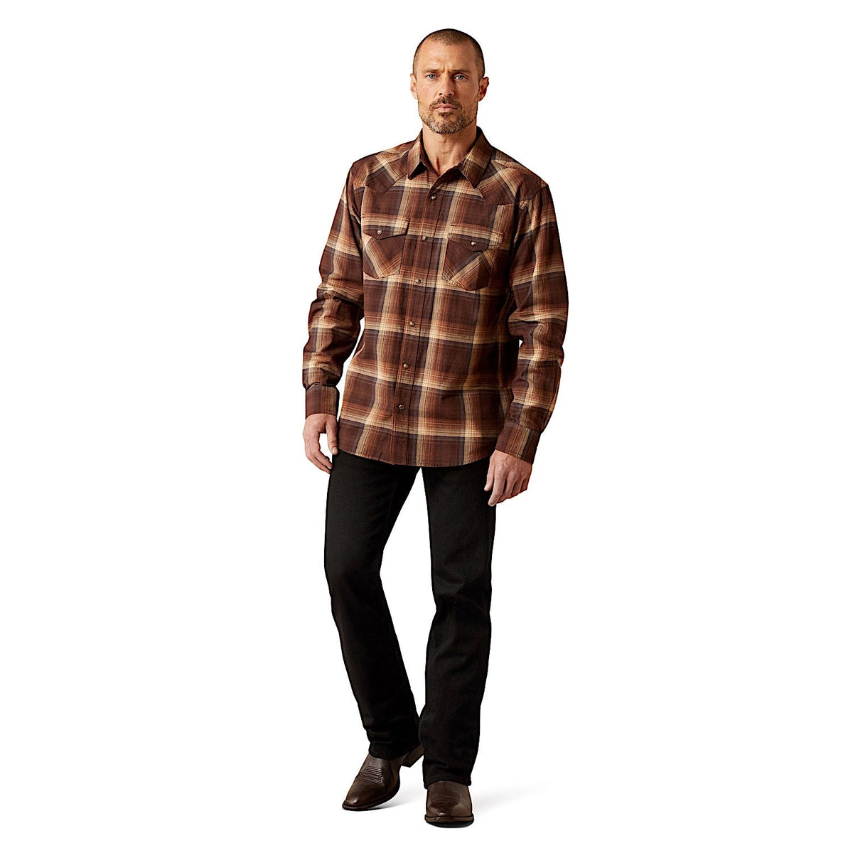Ariat Men’s Hodges Retro Fit Snap Shirt - Brown