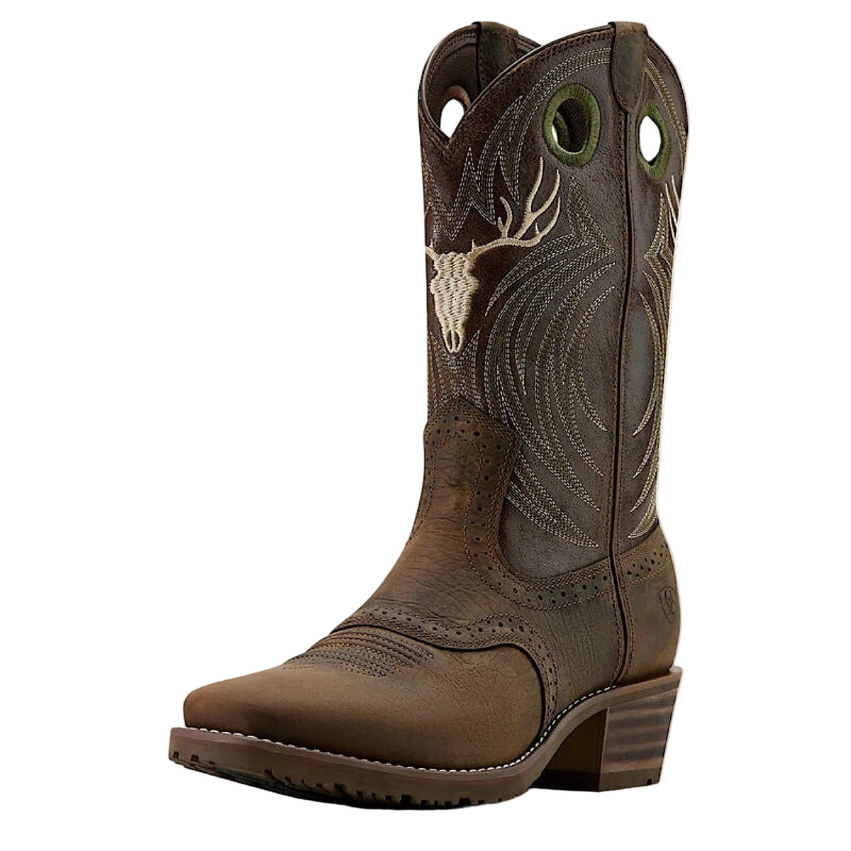 Ariat Mens Hybrid Roughstock Antler Western Boot - Wild Taupe/Espresso