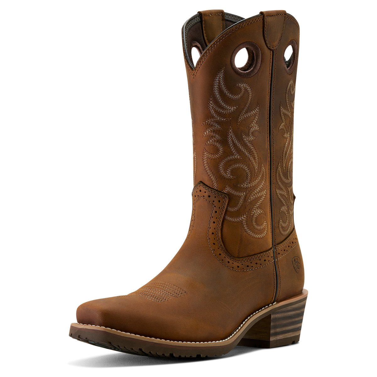 Ariat Mens Hybrid Roughstock Square Toe Western Boot - Distressed Brown