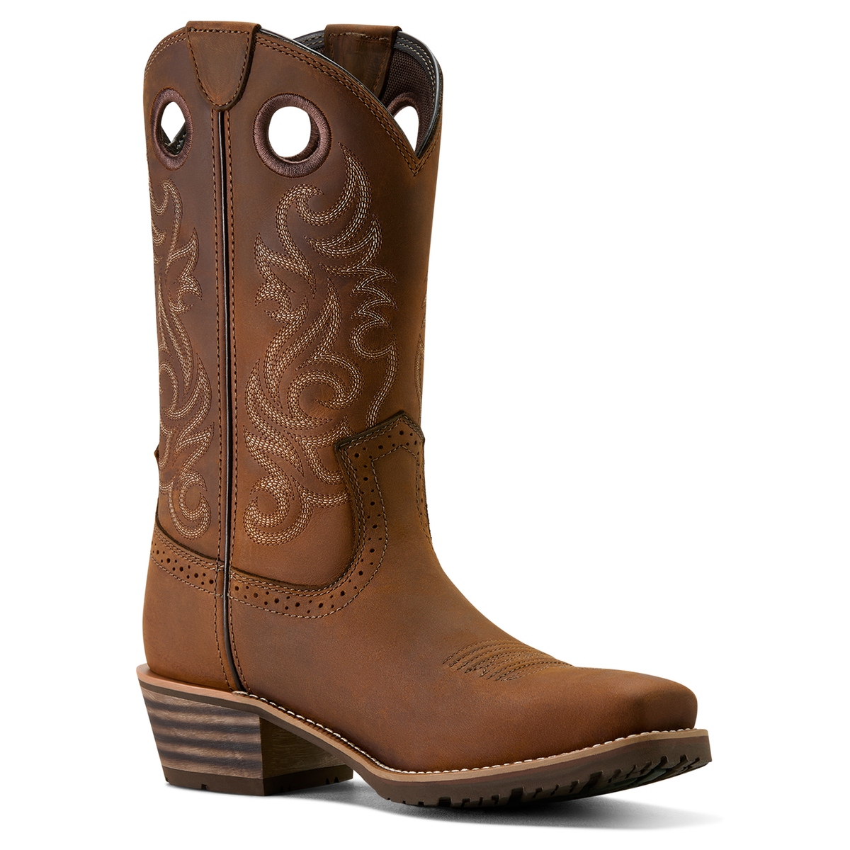 Ariat Mens Hybrid Roughstock Square Toe Western Boot - Distressed Brown