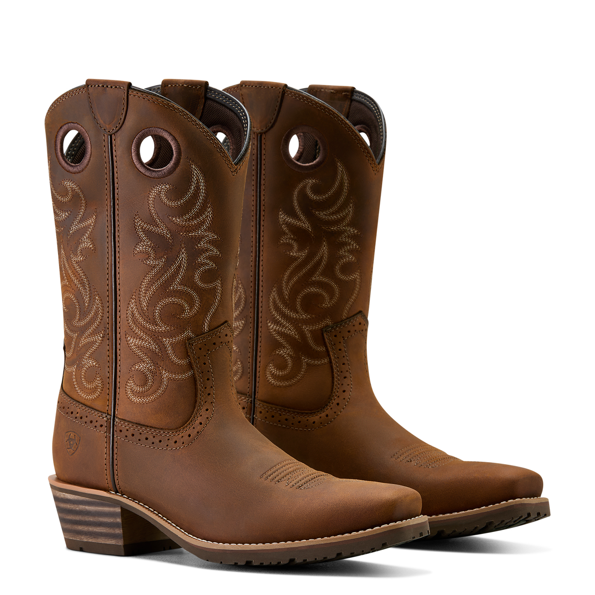Ariat Mens Hybrid Roughstock Square Toe Western Boot - Distressed Brown