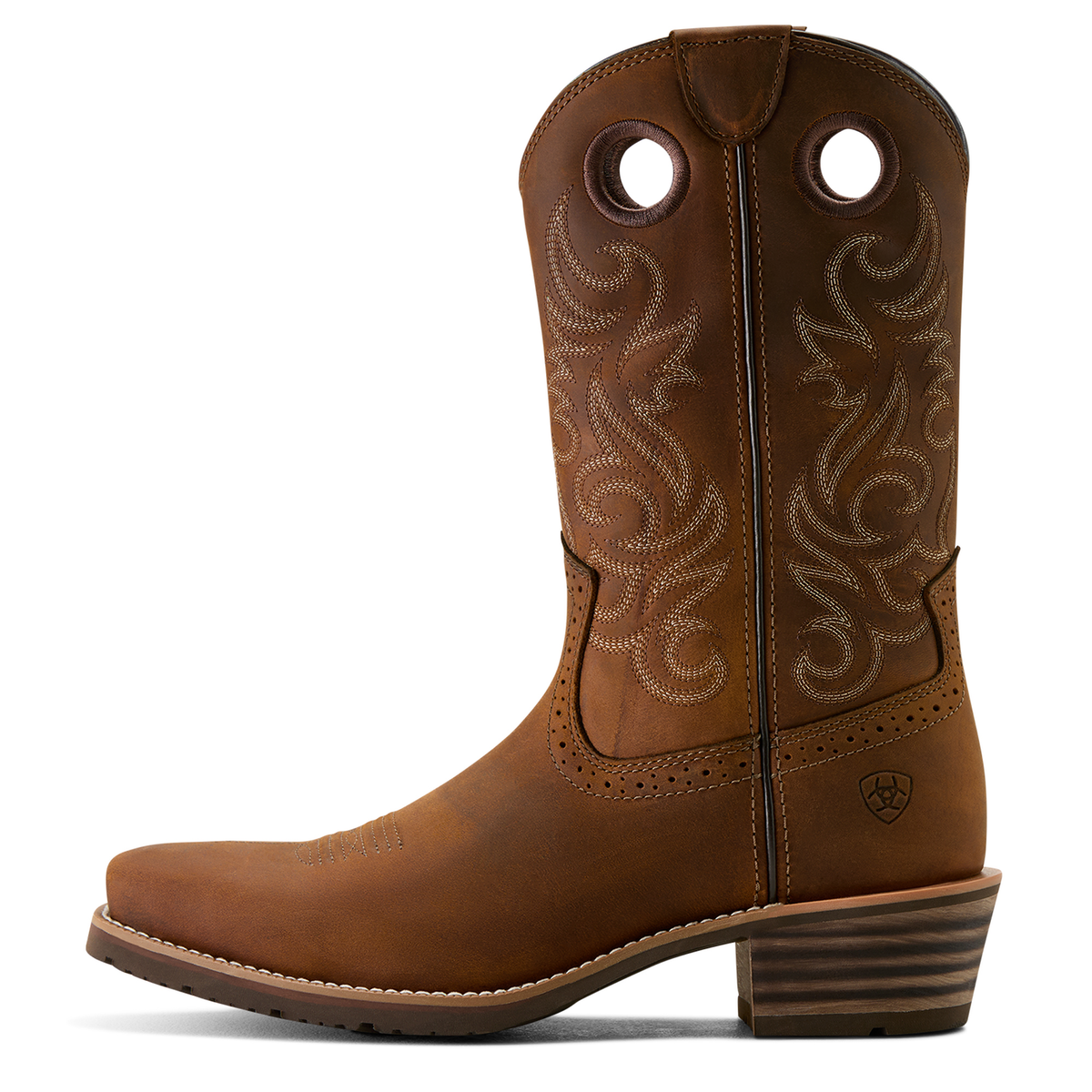 Ariat Mens Hybrid Roughstock Square Toe Western Boot - Distressed Brown