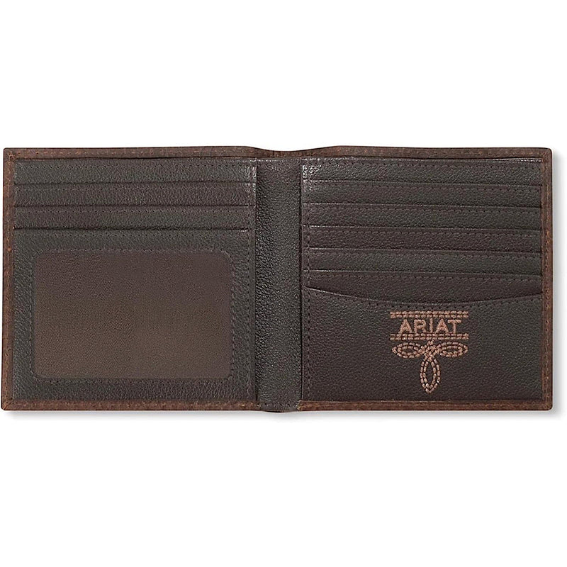 Ariat Mens Large Bifold Style Wallet Bug Stitch - Brown