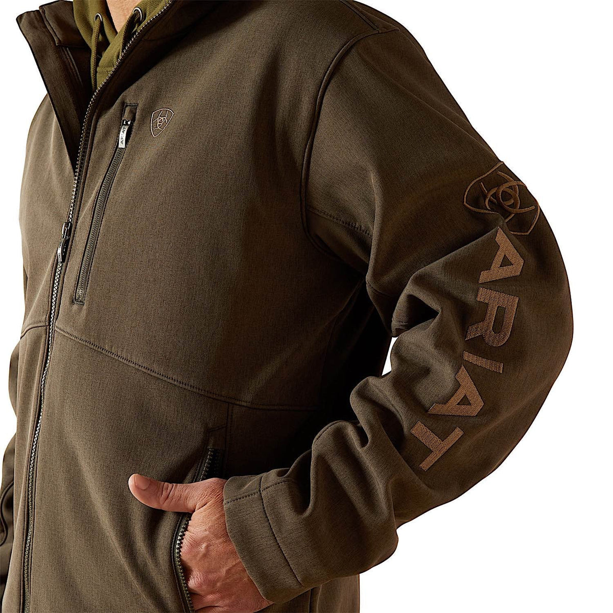 Ariat Mens Logo Softshell Jacket - Earth Green Heather