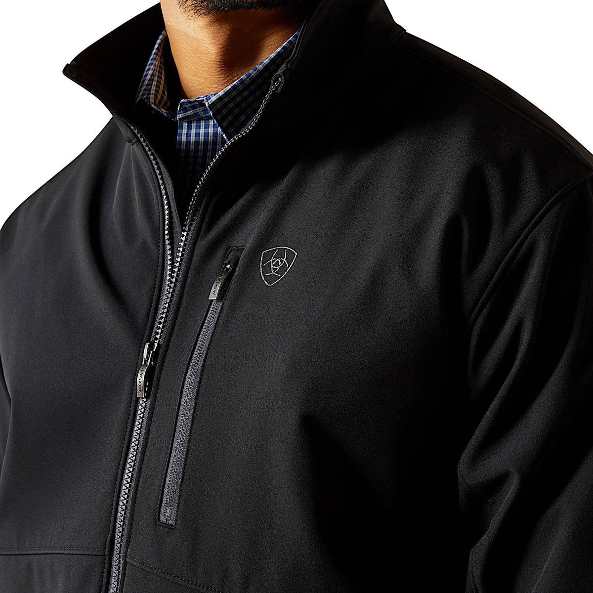 Ariat Mens Logo Softshell Jacket - Phantom/Grey Southwest