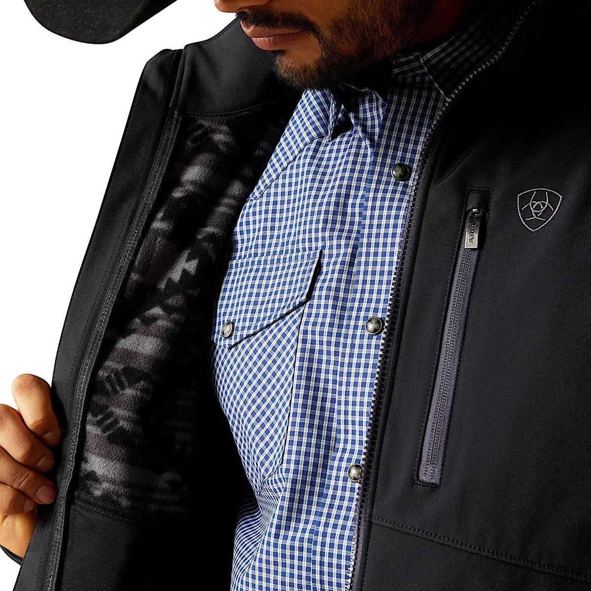 Ariat Mens Logo Softshell Jacket - Phantom/Grey Southwest