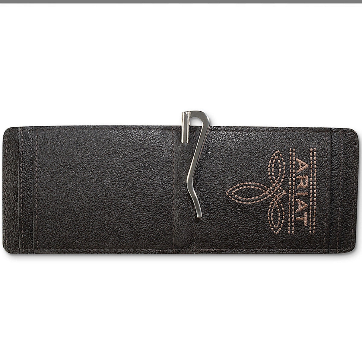 Ariat Mens Money Clip Ariat Shield Embossed - Medium Brown