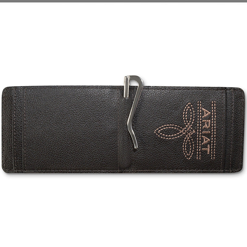 Ariat Mens Money Clip Ariat Shield Embossed - Medium Brown