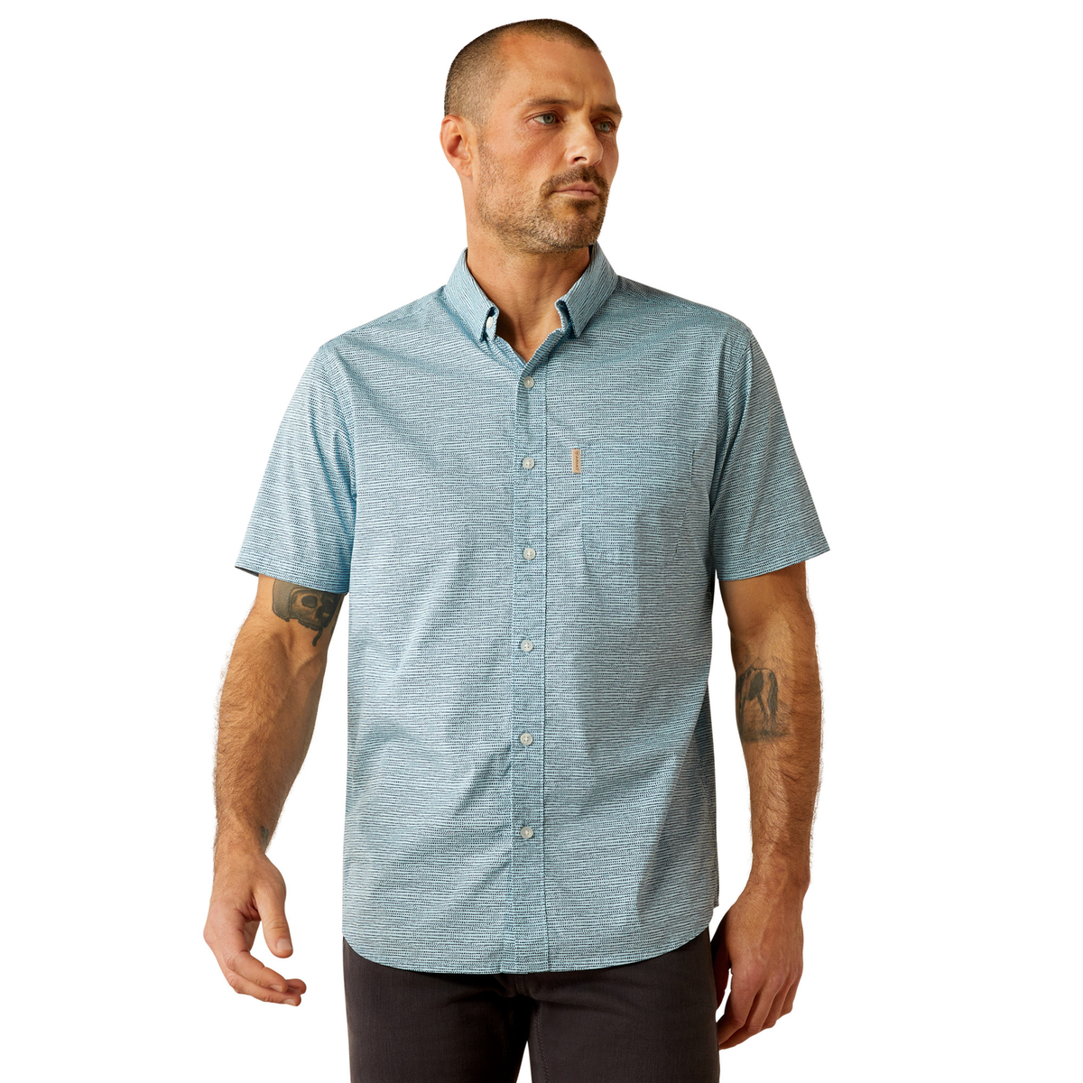 Ariat Men’s Monte Modern Fit Shirt - Aqua