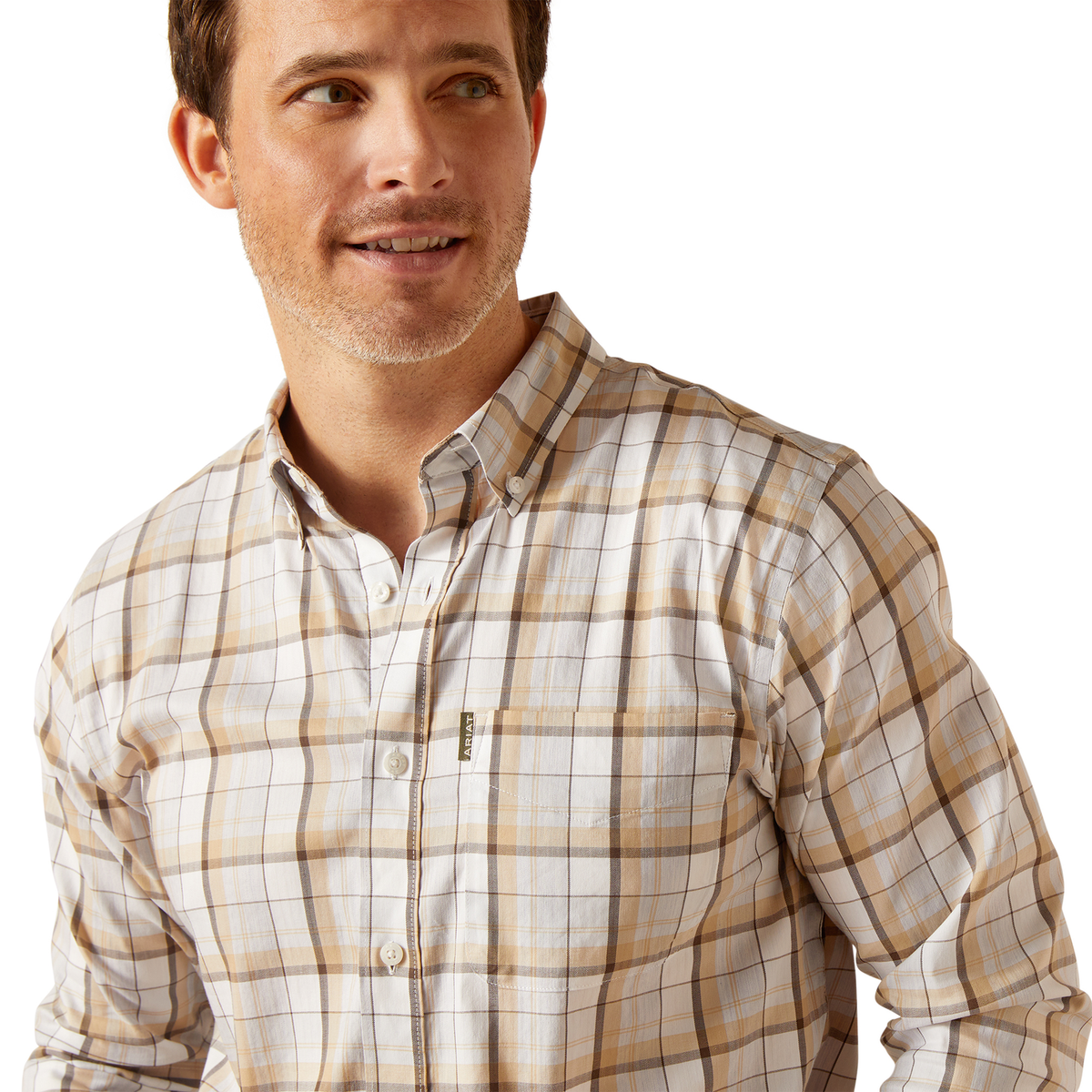 Ariat Men’s Napa Long Sleeve Shirt - Tan Check