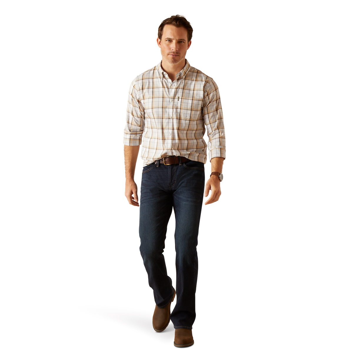 Ariat Men’s Napa Long Sleeve Shirt - Tan Check
