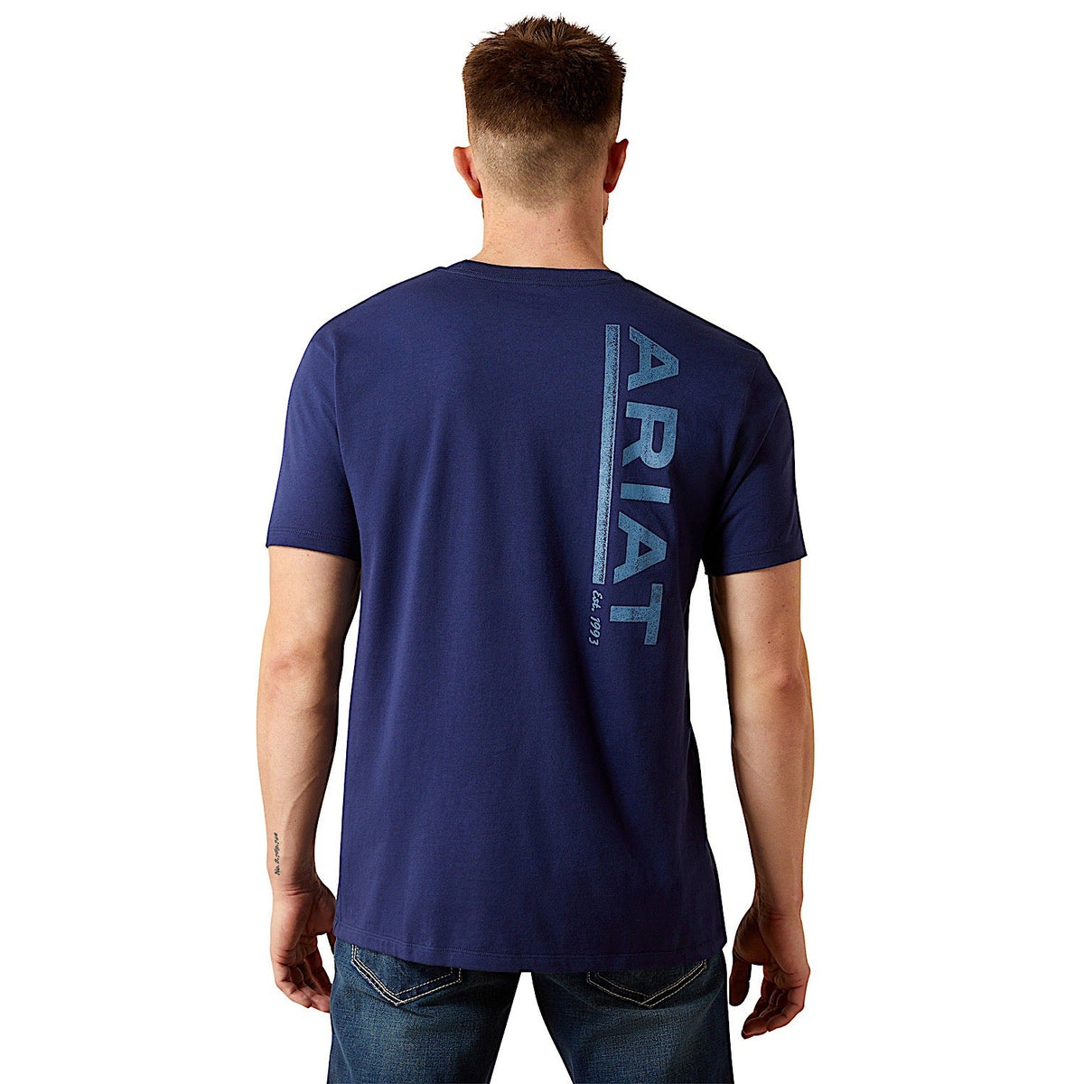 Ariat Mens New Vertical Logo T-Shirt - Medieval Blue