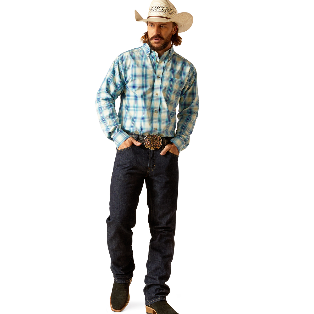 Ariat Men’s Pro Princeston Long Sleeve Shirt - Aqua
