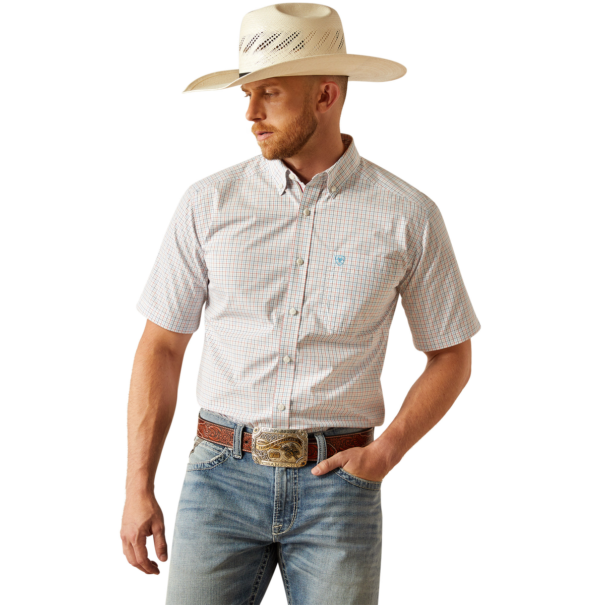 Ariat Mens Pro Series Simon Short Sleeve Shirt - White