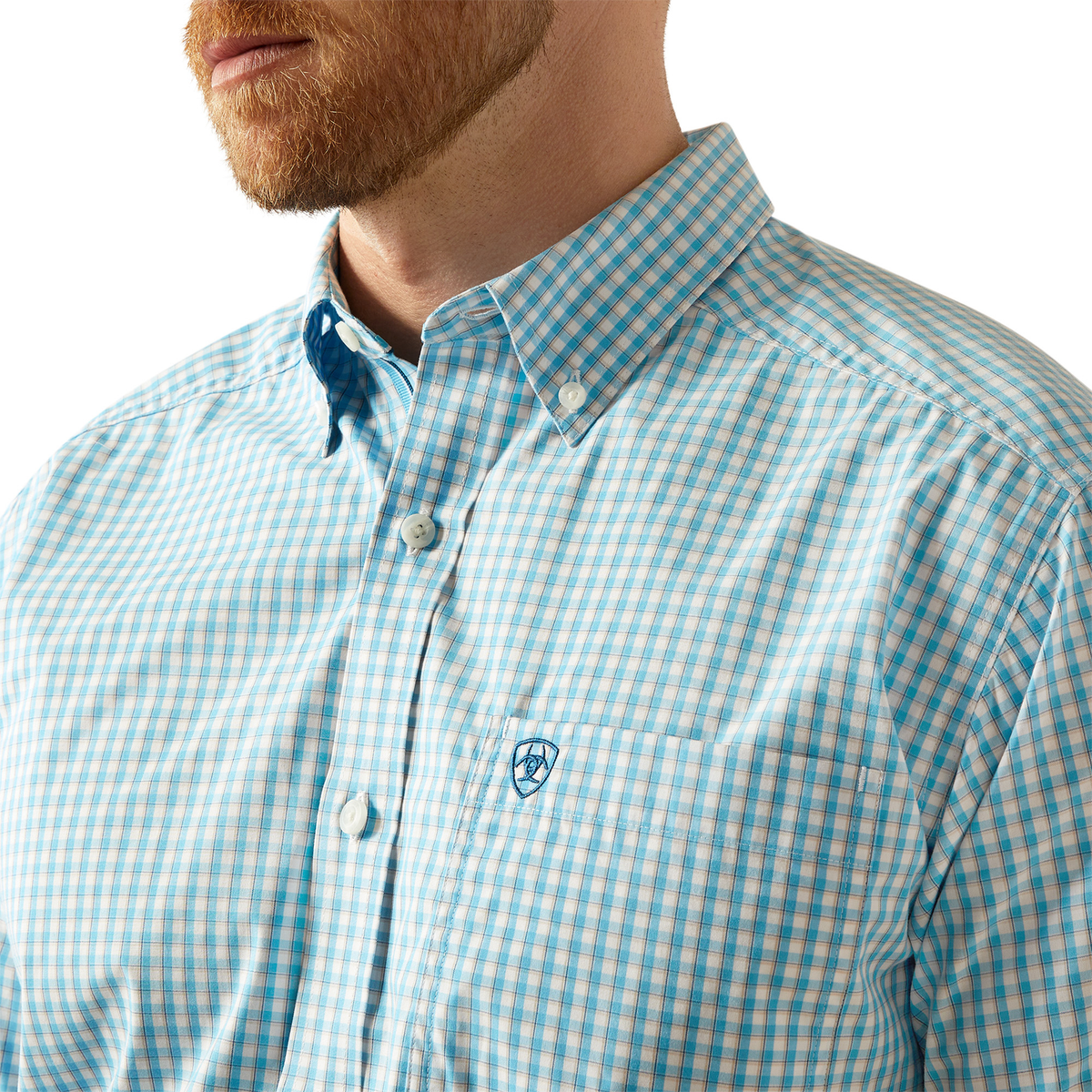 Ariat Mens Pro Series Sloane Classic Fit Short Sleeve Shirt - Light Blue