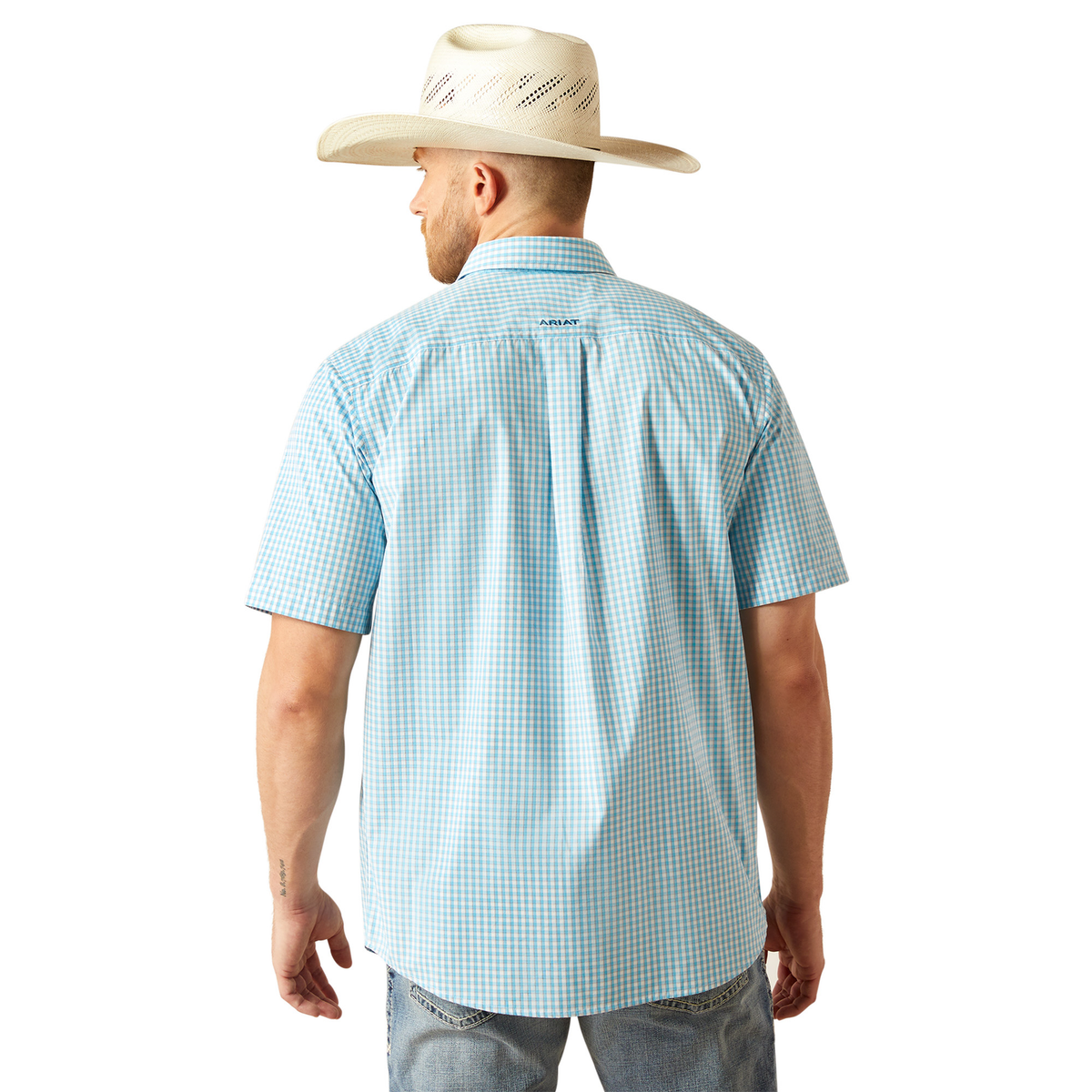 Ariat Mens Pro Series Sloane Classic Fit Short Sleeve Shirt - Light Blue