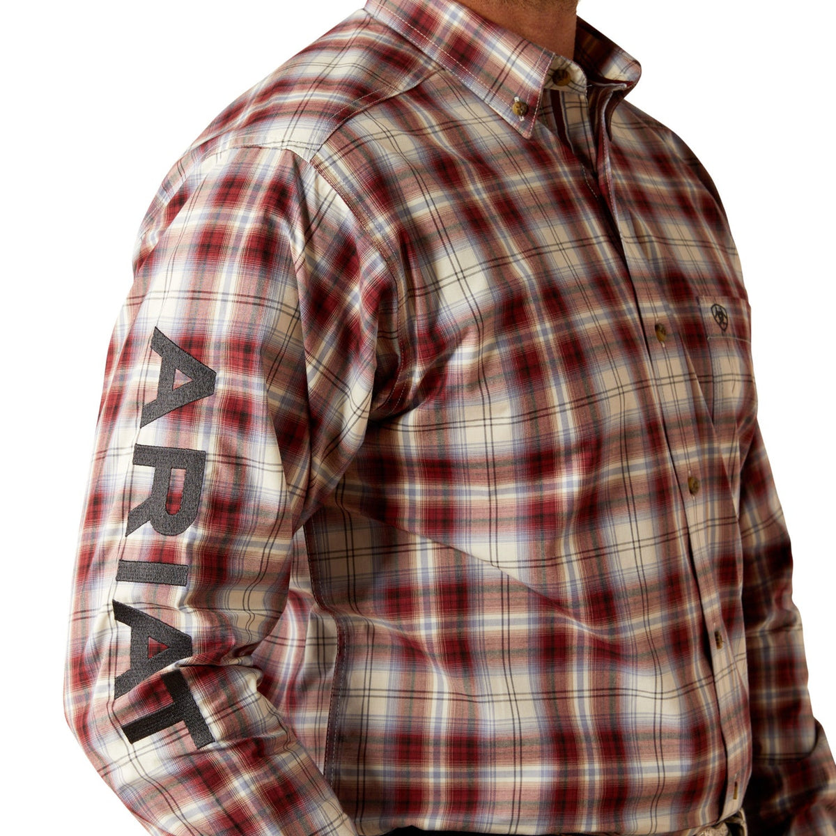 Ariat Men’s Pro Series Team Oscar Classic Fit Shirt - Dark Red/Navy