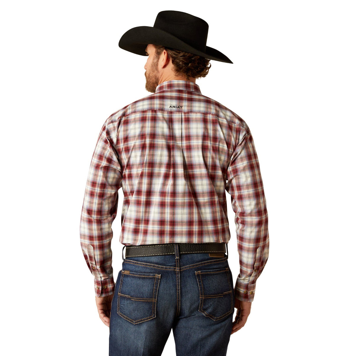 Ariat Men’s Pro Series Team Oscar Classic Fit Shirt - Dark Red/Navy