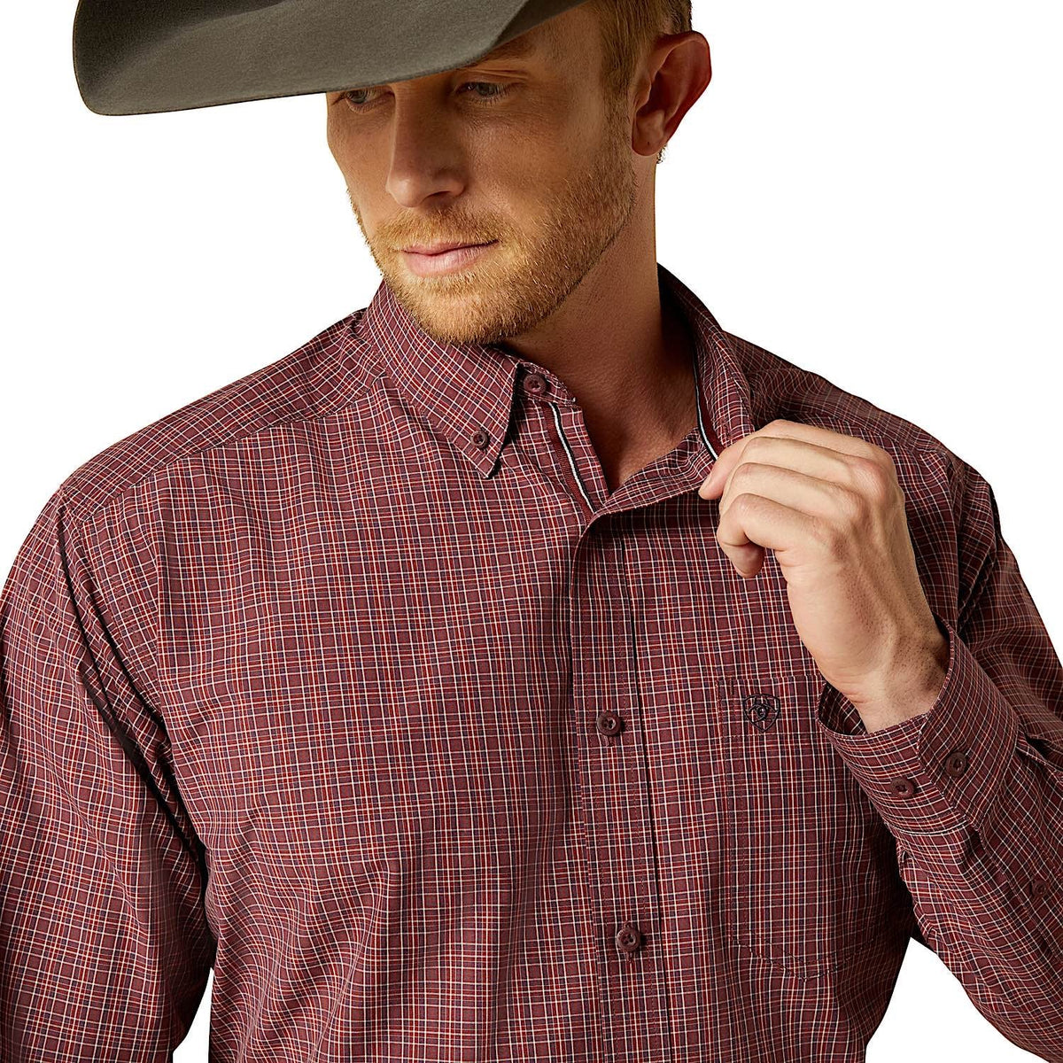 Ariat Mens Pro Series Travis Classic Fit Shirt - Burgundy